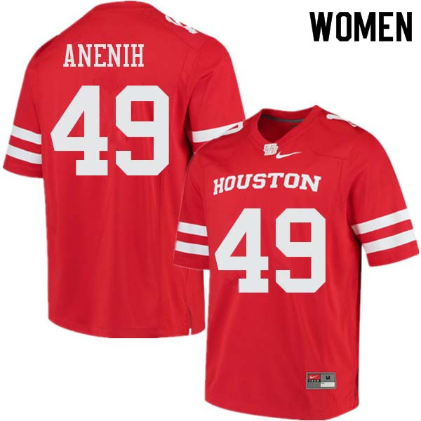 Women #49 David Anenih Houston Cougars College Football Jerseys Sale-Red - Click Image to Close